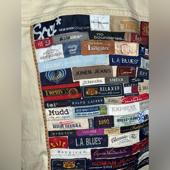 UNIQUE Merona brand size XS tan jean jacket with brand tags handmade - Picture 8 of 8